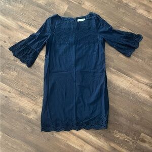 Navy Blue Eyelet Dress